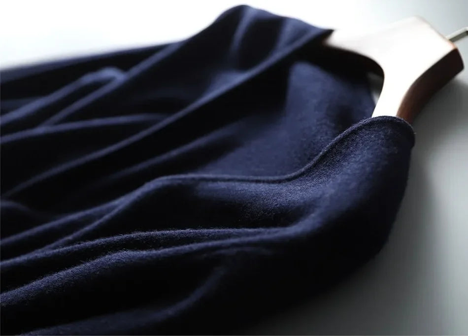 V-neck Wrap Sweater Dress - Elegant Knitted Womens Dress for Autumn Winter - ZOOMNSTORE