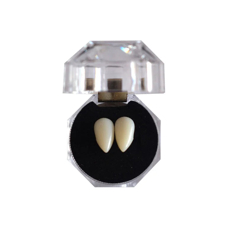 Vampire Fangs Dentures - Halloween Costume Props with Adhesive - ZOOMNSTORE