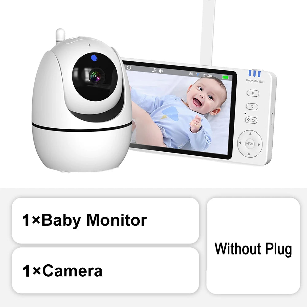 5 Inch Video Baby Monitor With Camera PTZ Zoom Babyphone Cam Security Protection Surveillance Cameras Temperature Sensor Lullaby - ZOOMNSTORE