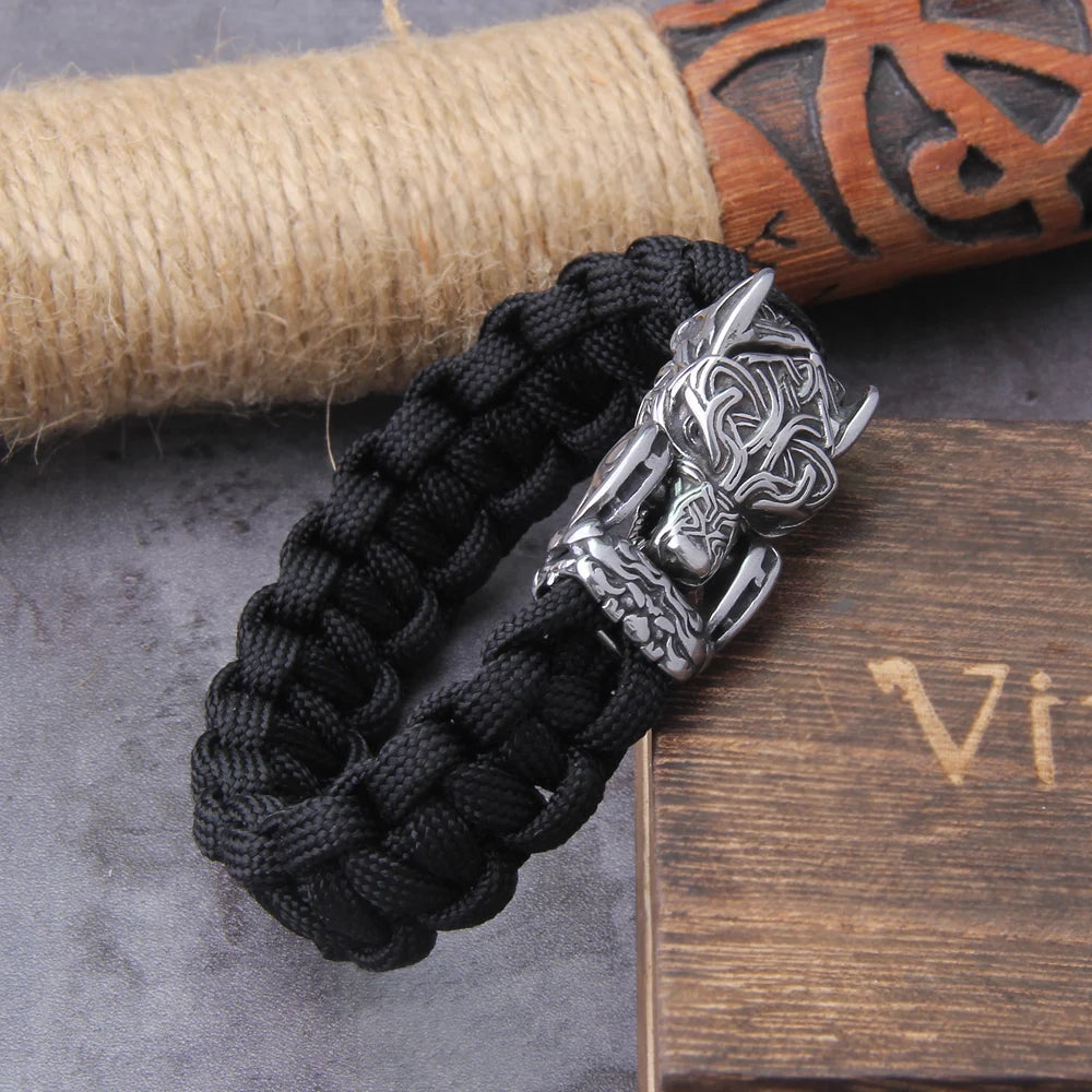 Viking Wolf Bracelet - Handmade Mens Punk Biker Jewelry - ZOOMNSTORE