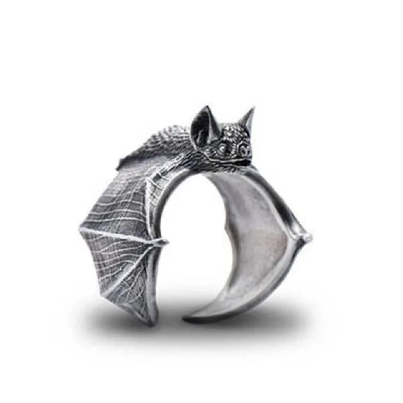 Vintage Halloween Black Bat Finger Rings Fashion Punk Adjustable Bat Ring For Women Men Bat Open Ring Party Cosplay Jewelry Gift - ZOOMNSTORE