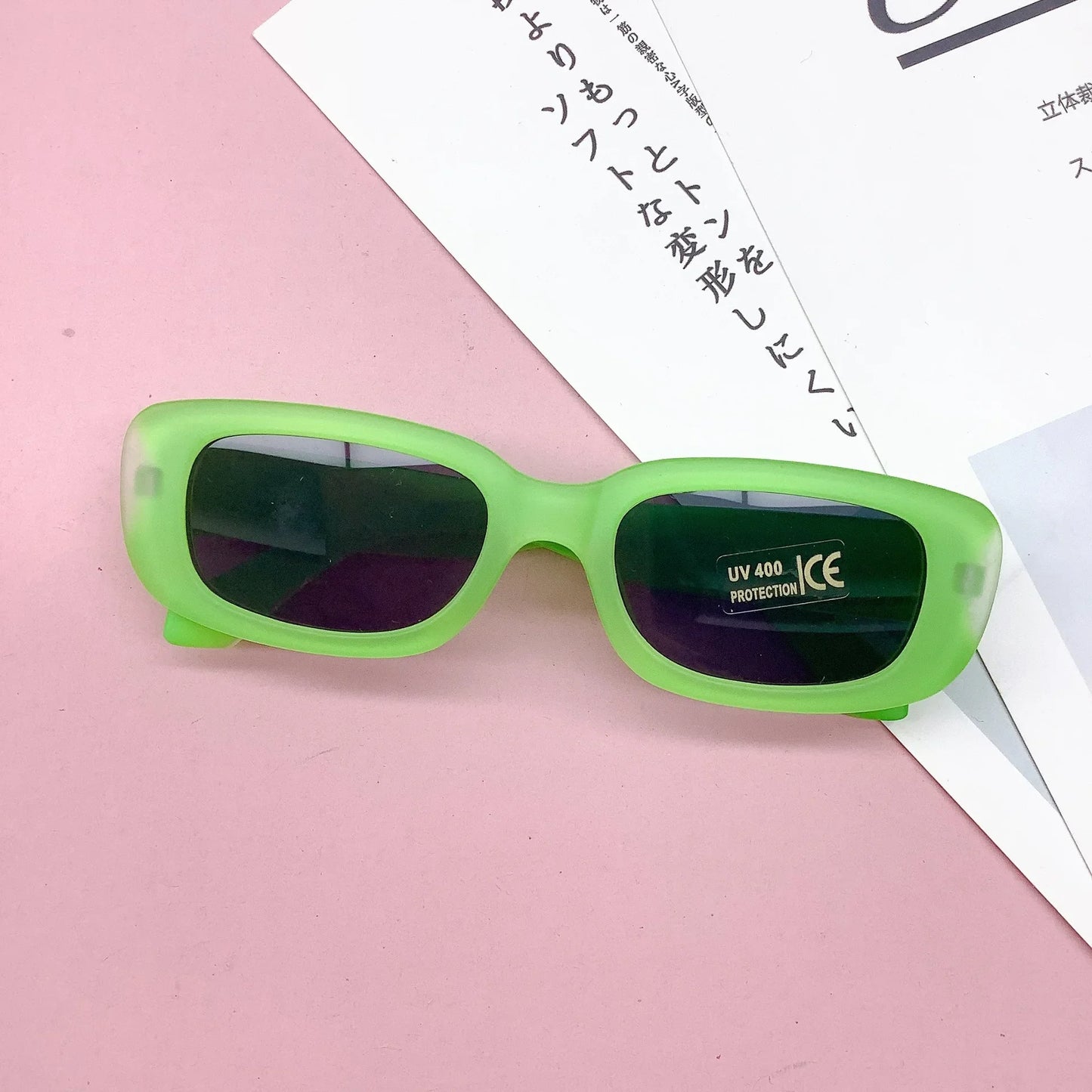Vintage Frosted Rectangle Sunglasses - UV400 Kids Eyewear for Boys and Girls - ZOOMNSTORE