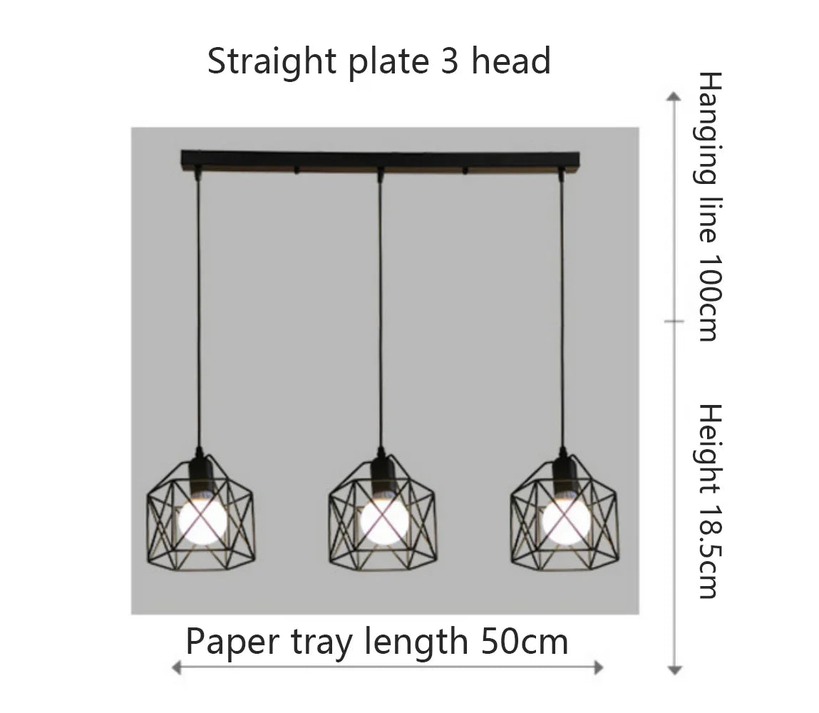 Vintage LED Chandelier - Nordic Pendant Light With Adjustable Metal Cage For Kitchen - ZOOMNSTORE
