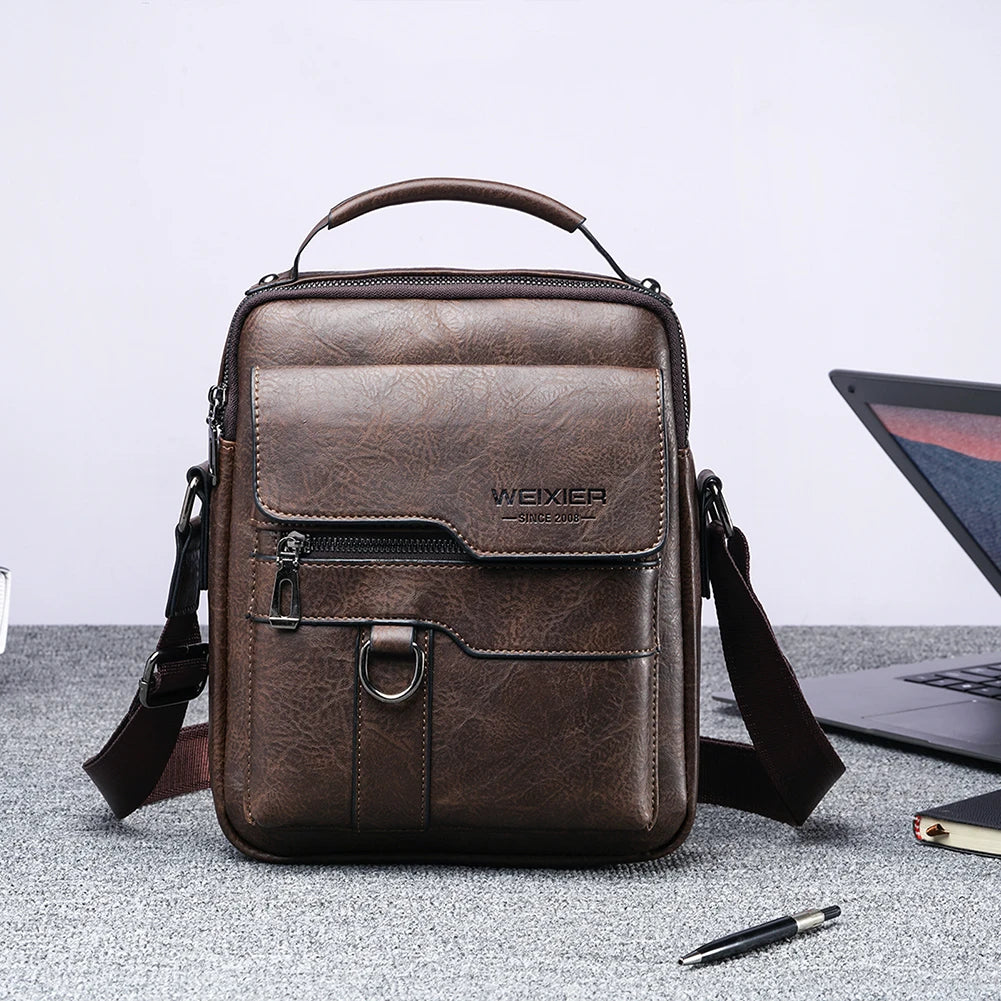 Mens Leather Crossbody Bag - Vintage Casual Messenger Fanny Pack - ZOOMNSTORE