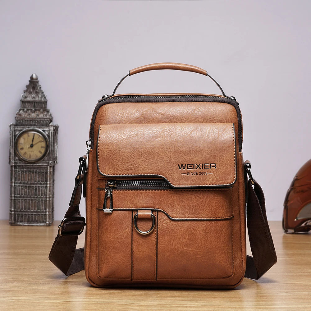 Mens Leather Crossbody Bag - Vintage Casual Messenger Fanny Pack - ZOOMNSTORE