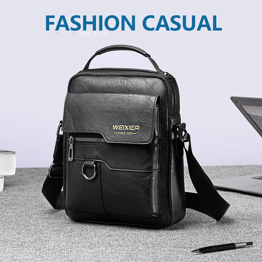 Mens Leather Crossbody Bag - Vintage Casual Messenger Fanny Pack - ZOOMNSTORE