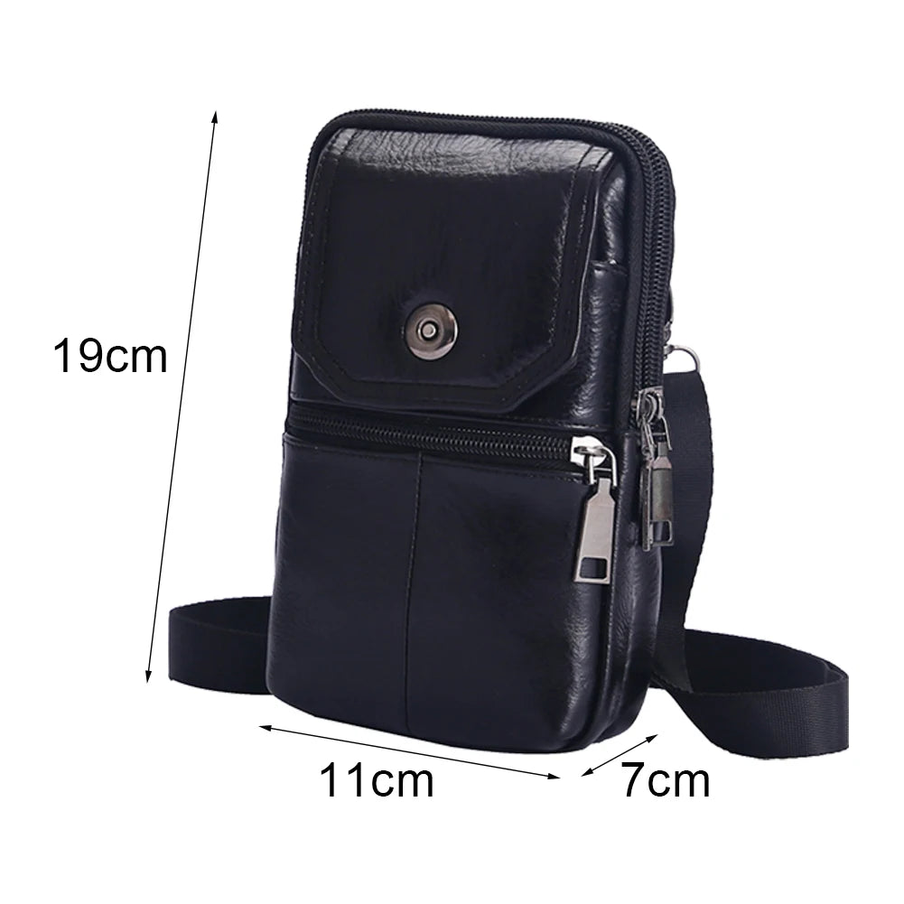 Mens Leather Crossbody Bag - Vintage Casual Messenger Fanny Pack - ZOOMNSTORE
