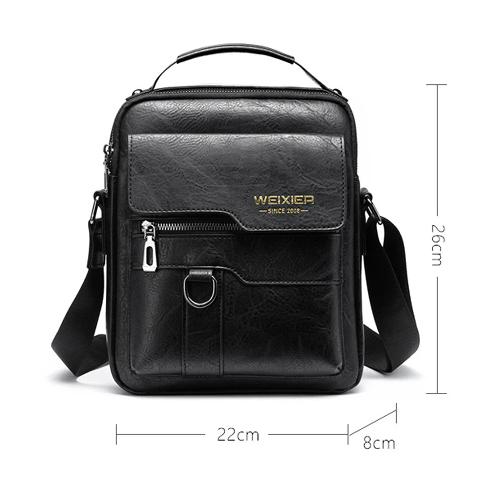 Mens Leather Crossbody Bag - Vintage Casual Messenger Fanny Pack - ZOOMNSTORE