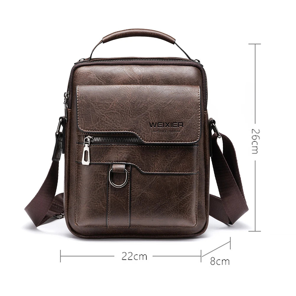 Mens Leather Crossbody Bag - Vintage Casual Messenger Fanny Pack - ZOOMNSTORE