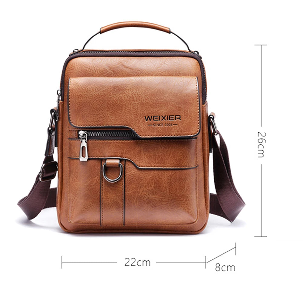 Mens Leather Crossbody Bag - Vintage Casual Messenger Fanny Pack - ZOOMNSTORE