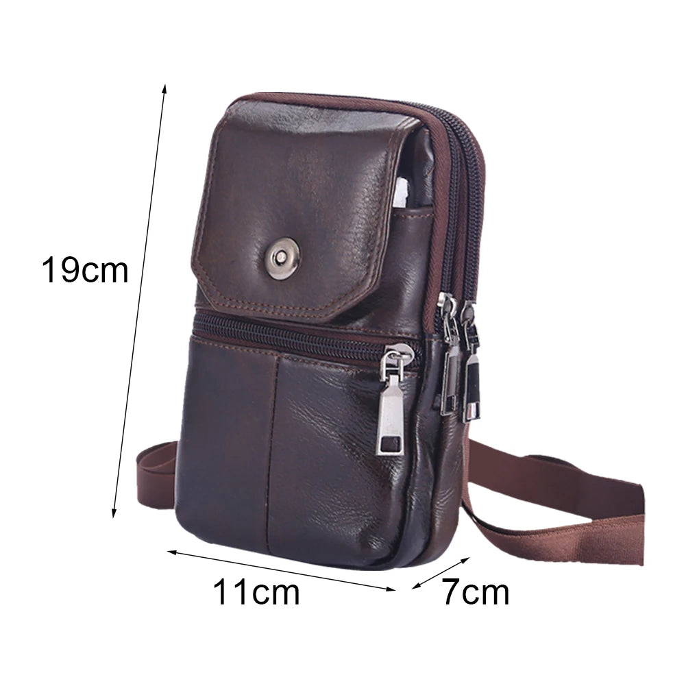 Mens Leather Crossbody Bag - Vintage Casual Messenger Fanny Pack - ZOOMNSTORE