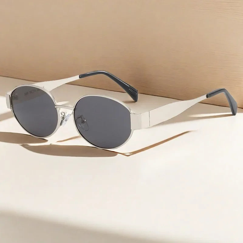 Vintage Oval Metal Sunglasses - Designer Fashion Eyewear 2024 - ZOOMNSTORE