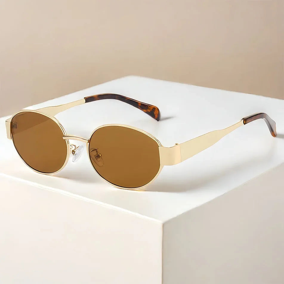 Vintage Oval Metal Sunglasses - Designer Fashion Eyewear 2024 - ZOOMNSTORE