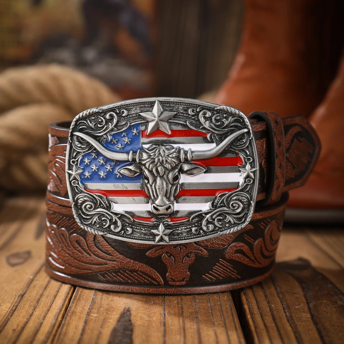 Vintage PU Alloy Buckle Belt - Unisex Western Style Fashion Accessory - ZOOMNSTORE