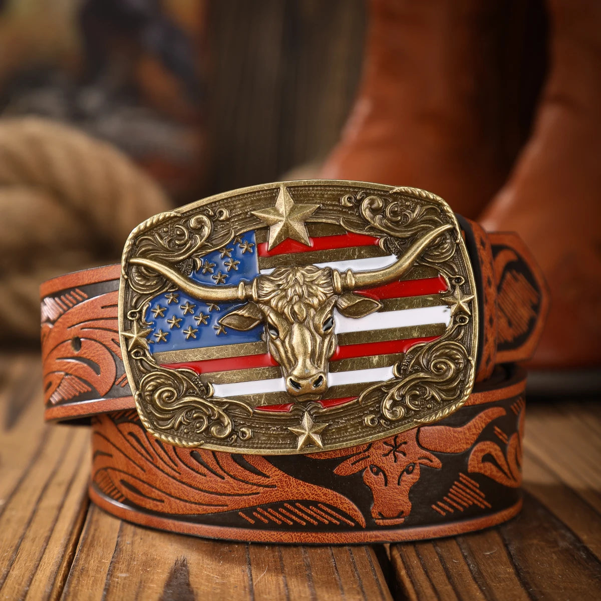 Vintage PU Alloy Buckle Belt - Unisex Western Style Fashion Accessory - ZOOMNSTORE