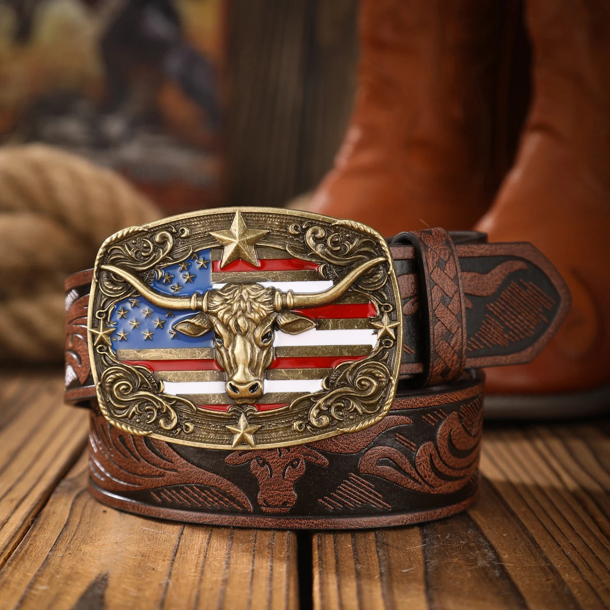 Vintage PU Alloy Buckle Belt - Unisex Western Style Fashion Accessory - ZOOMNSTORE