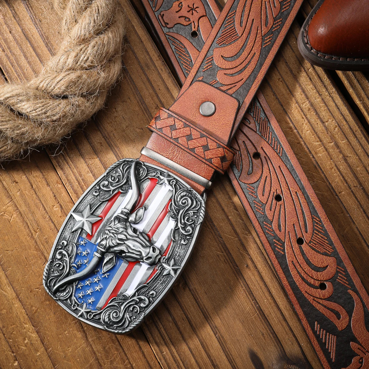 Vintage PU Alloy Buckle Belt - Unisex Western Style Fashion Accessory - ZOOMNSTORE