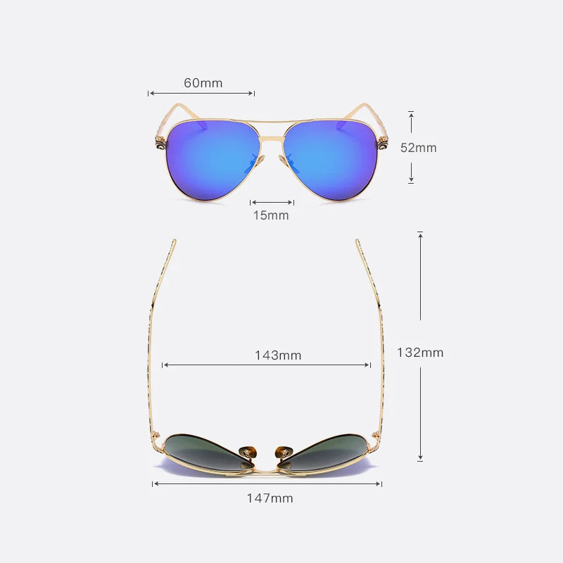 Vintage Polarized Pilot Sunglasses for Women - UV400 Mirror Sun Glasses with Box - ZOOMNSTORE
