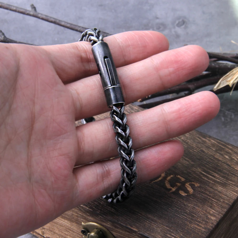 Vintage Stainless Steel Chain Link Bracelet - Handmade Punk Rock Motorcycle Jewelry for Men - ZOOMNSTORE