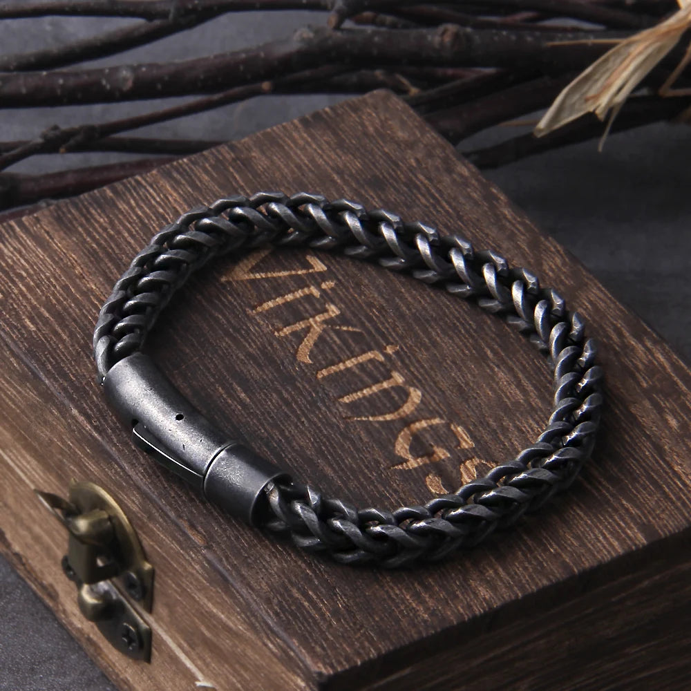 Vintage Stainless Steel Chain Link Bracelet - Handmade Punk Rock Motorcycle Jewelry for Men - ZOOMNSTORE