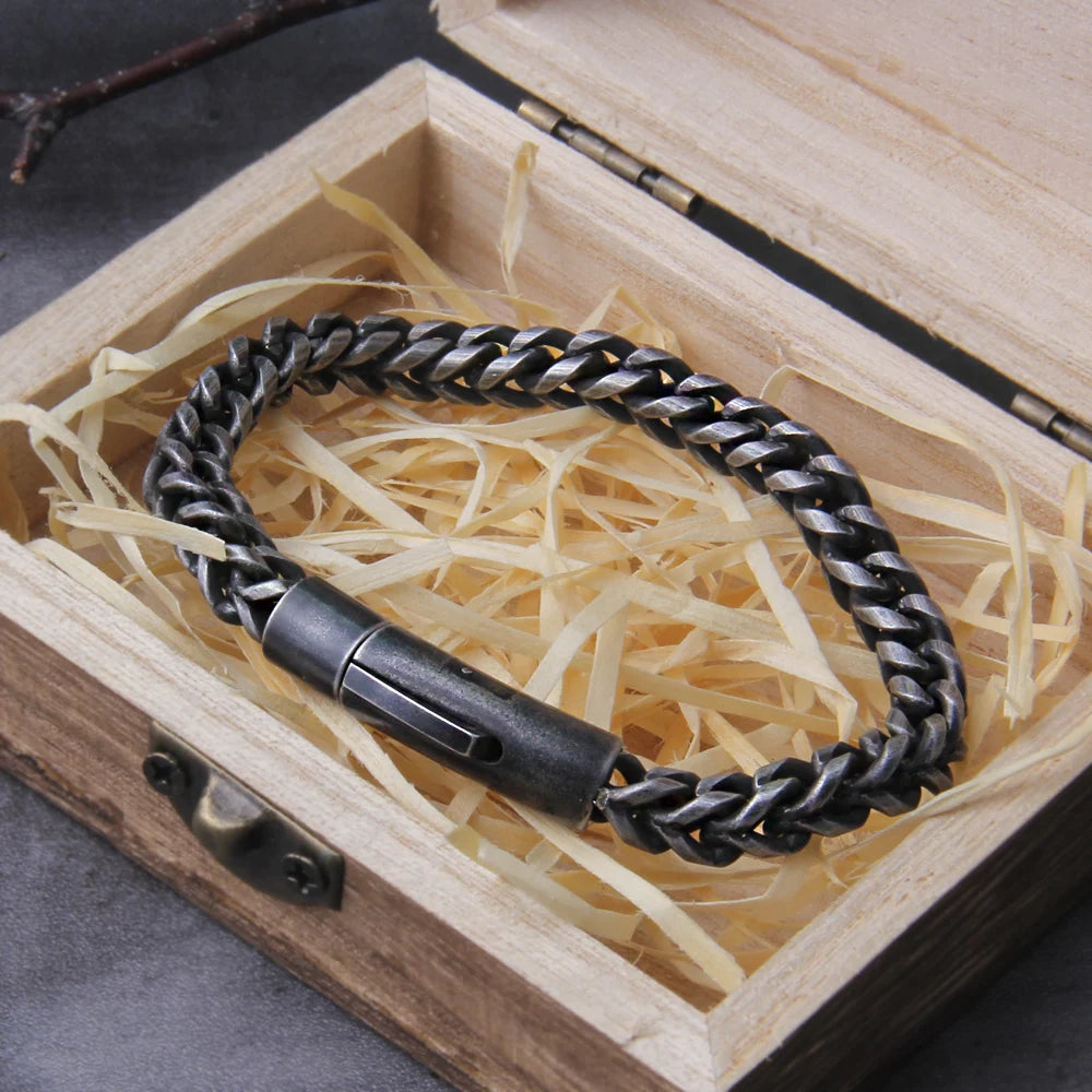 Vintage Stainless Steel Chain Link Bracelet - Handmade Punk Rock Motorcycle Jewelry for Men - ZOOMNSTORE