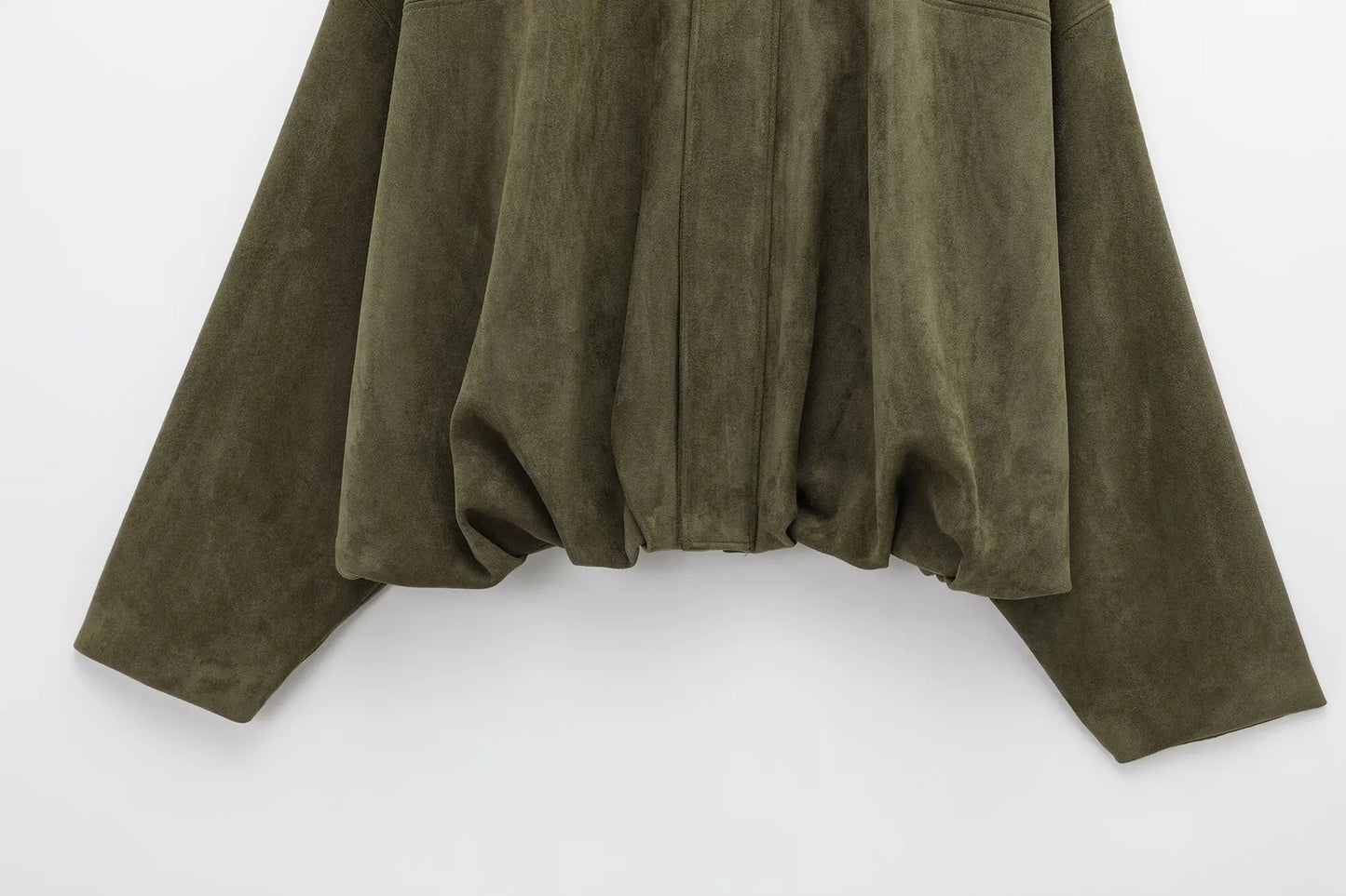 Vintage Womens Suede Bomber Jacket - Brown Green Casual Motorcycle Coat - ZOOMNSTORE
