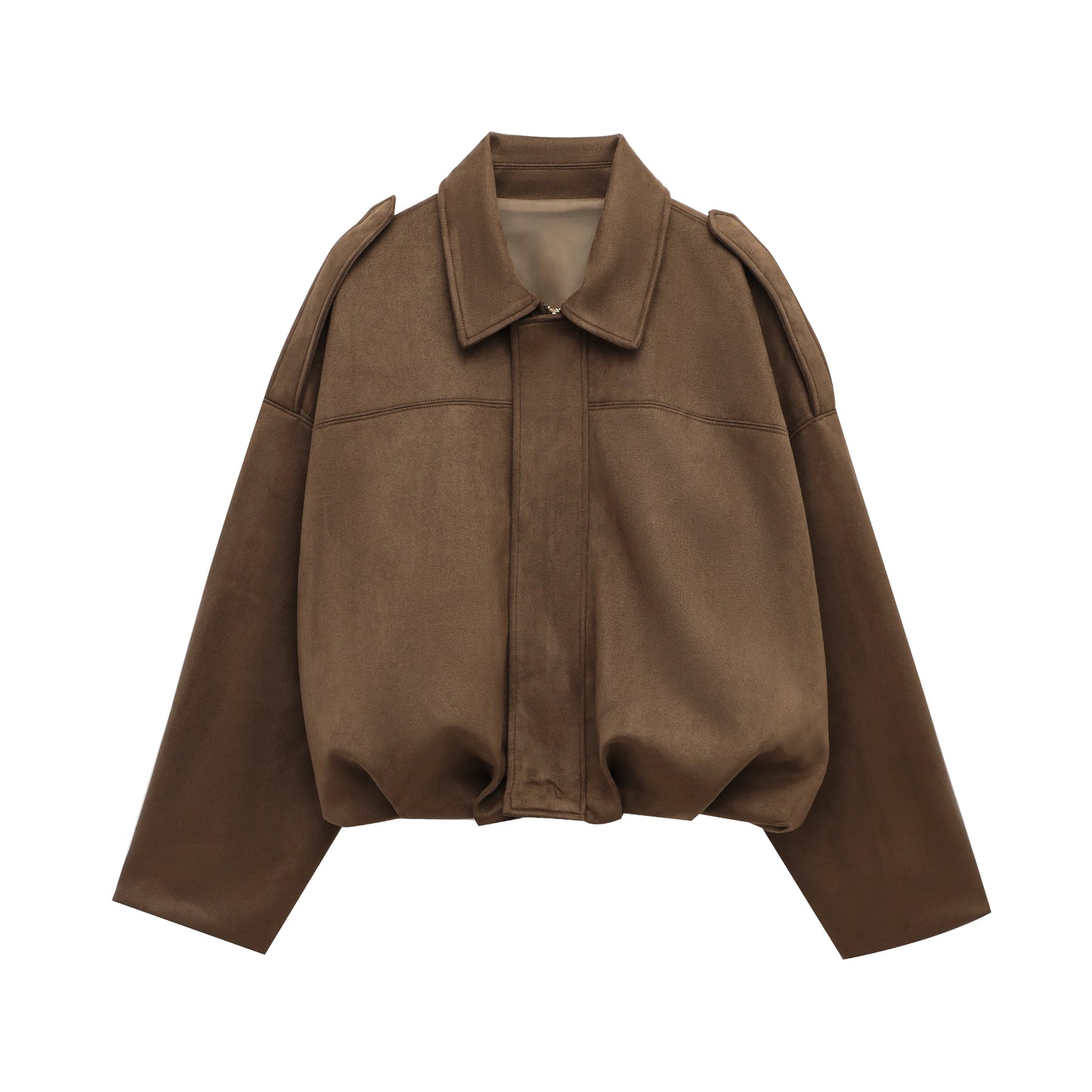 Vintage Womens Suede Bomber Jacket - Brown Green Casual Motorcycle Coat - ZOOMNSTORE