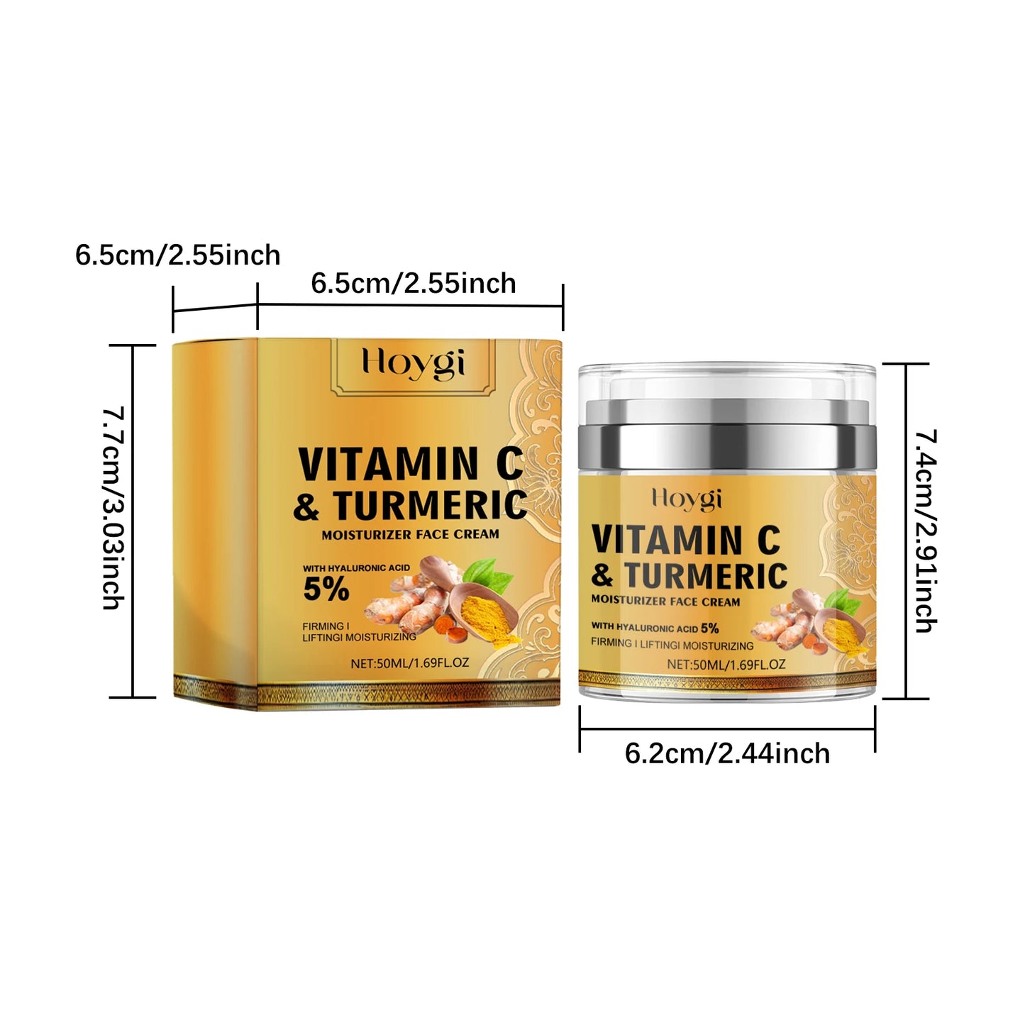Vitamin C Turmeric Face Cream - Dark Spot Brightening Anti-Wrinkle Moisturizer - ZOOMNSTORE