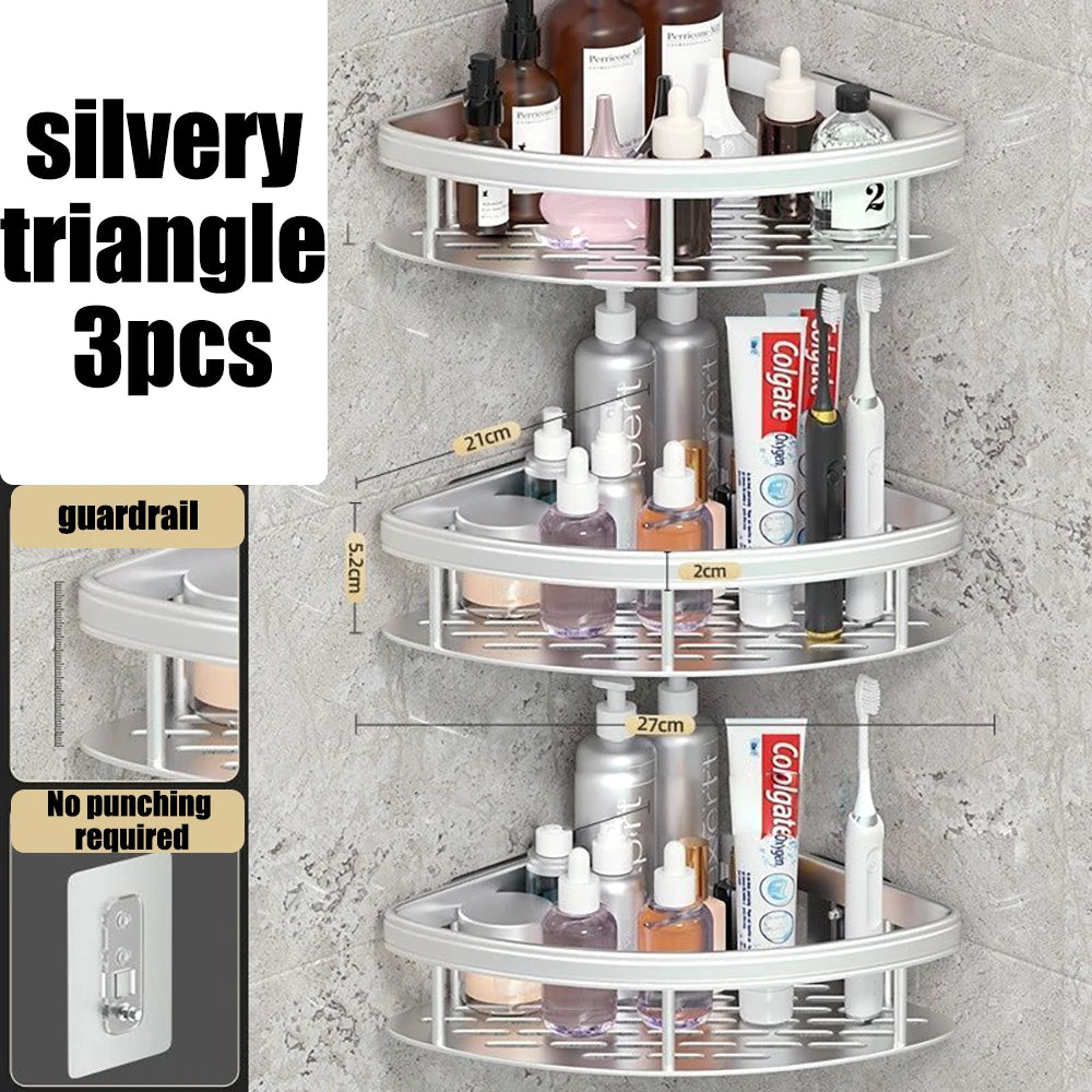 Bathroom Shelf Bathroom Towel Rack Shelves Wall Shower Shampoo Rack No Drill Shelf Bathroom Tripod Storage Rack - ZOOMNSTORE