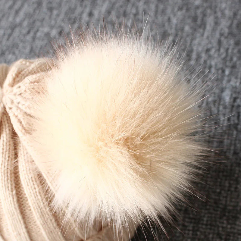 Cute Pompom Baby Hat Warm Winter Knitted Kids Baby Girl Boy Beanie Cap Solid Outdoor Infant Toddler Children Hat Bonnet - ZOOMNSTORE