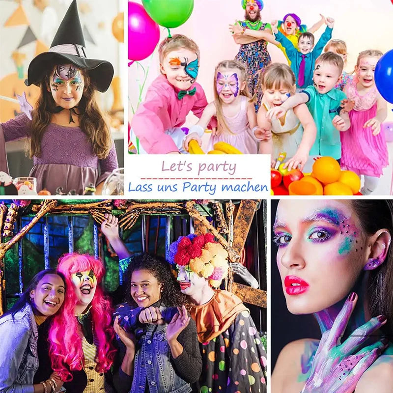 Water-soluble 15 color face body paint palette cosmetic safe,non-toxic Christmas Halloween Makeup Face Painting Cosplay Makeup - ZOOMNSTORE