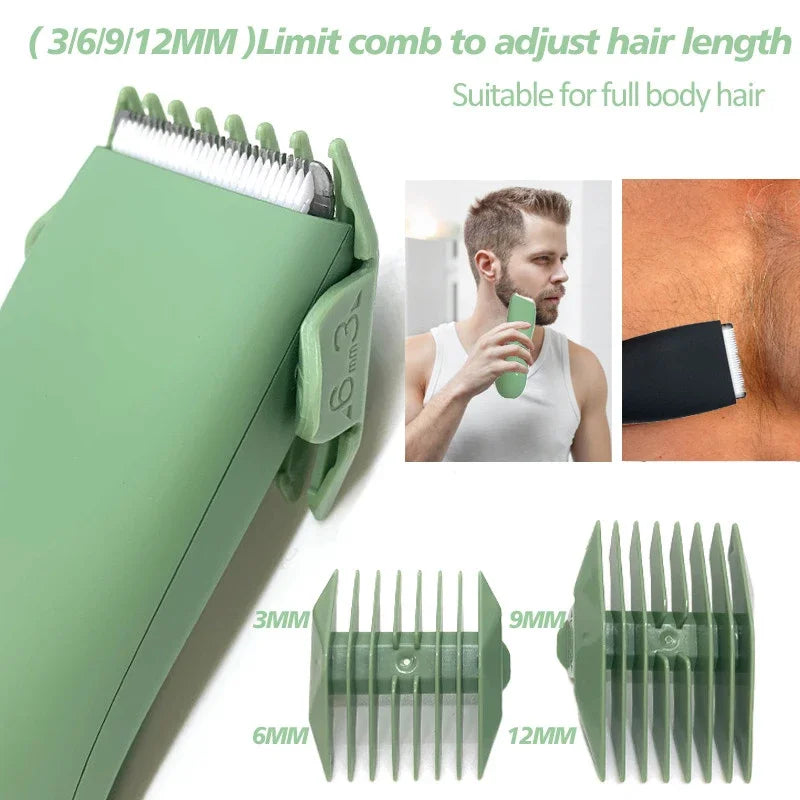 Waterproof Body Hair Trimmer for Men - IPX7 Groin Pubic Groomer with Ceramic Blade - ZOOMNSTORE