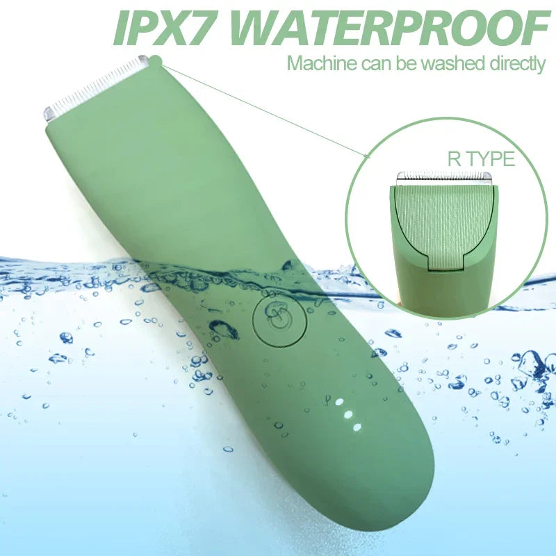 Waterproof Body Hair Trimmer for Men - IPX7 Groin Pubic Groomer with Ceramic Blade - ZOOMNSTORE