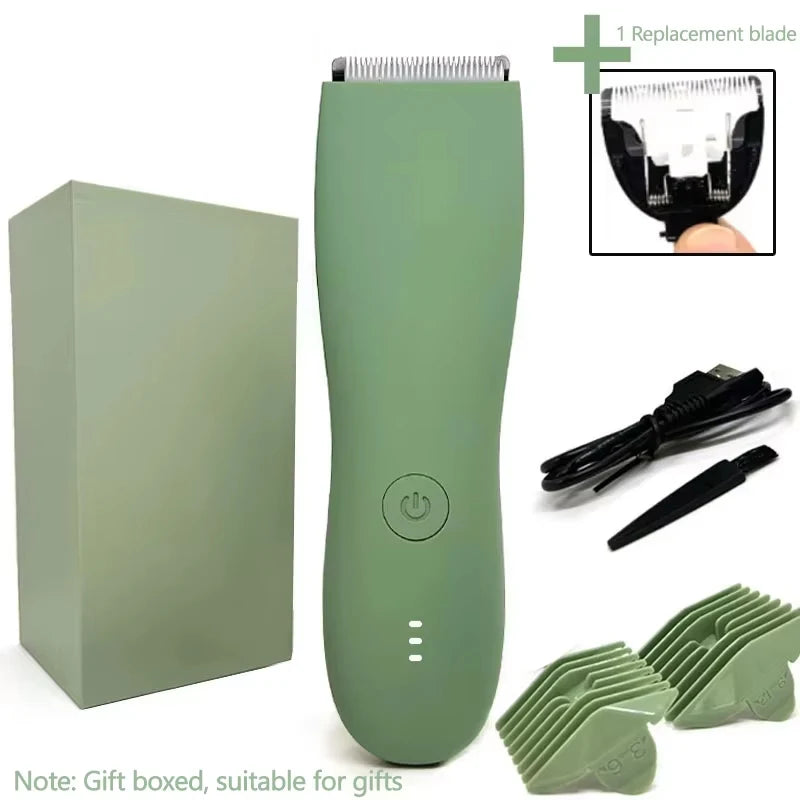 Waterproof Body Hair Trimmer for Men - IPX7 Groin Pubic Groomer with Ceramic Blade - ZOOMNSTORE
