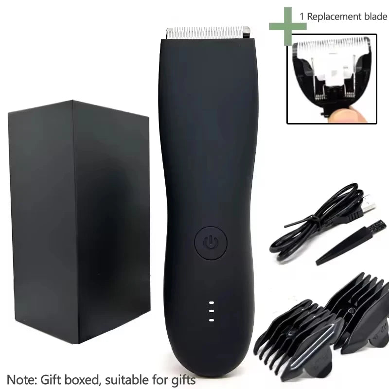 Waterproof Body Hair Trimmer for Men - IPX7 Groin Pubic Groomer with Ceramic Blade - ZOOMNSTORE