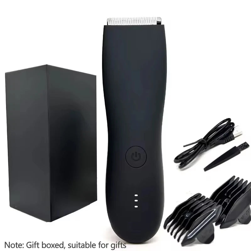 Waterproof Body Hair Trimmer for Men - IPX7 Groin Pubic Groomer with Ceramic Blade - ZOOMNSTORE
