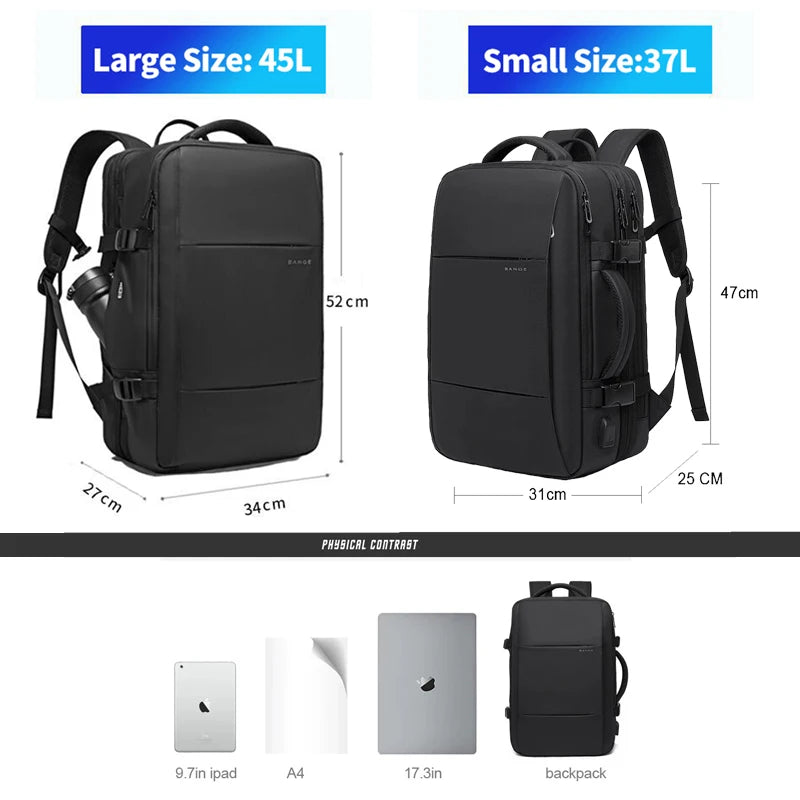 Waterproof Expandable Mens Laptop Backpack - 173 Large Capacity Travel Bag - ZOOMNSTORE