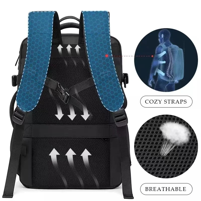 Waterproof Expandable Mens Laptop Backpack - 173 Large Capacity Travel Bag - ZOOMNSTORE