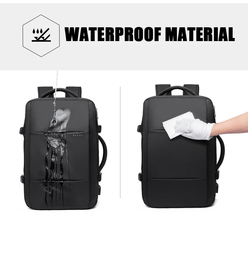 Waterproof Expandable Mens Laptop Backpack - 173 Large Capacity Travel Bag - ZOOMNSTORE