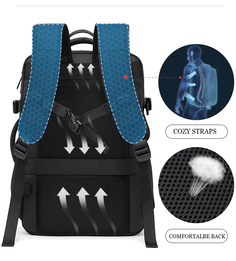 Waterproof Expandable Mens Laptop Backpack - 173 Large Capacity Travel Bag - ZOOMNSTORE
