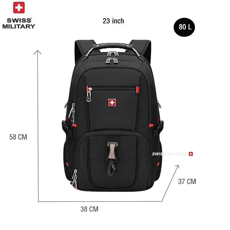 Waterproof 17 Swiss Laptop Backpack - USB Charging Multifunctional Rucksack for School Hiking Travel - ZOOMNSTORE