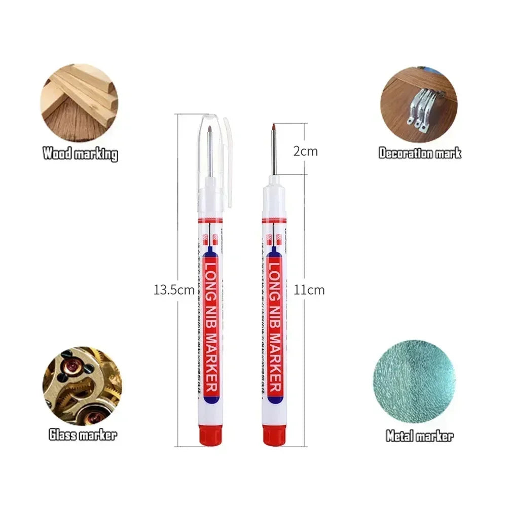 1-100Pcs 2cm Waterproof Long Head Markers Deep Hole Marker Pen for Metal Carpenter Red/Black/Blue/Green Ink Woodworking Tools - ZOOMNSTORE