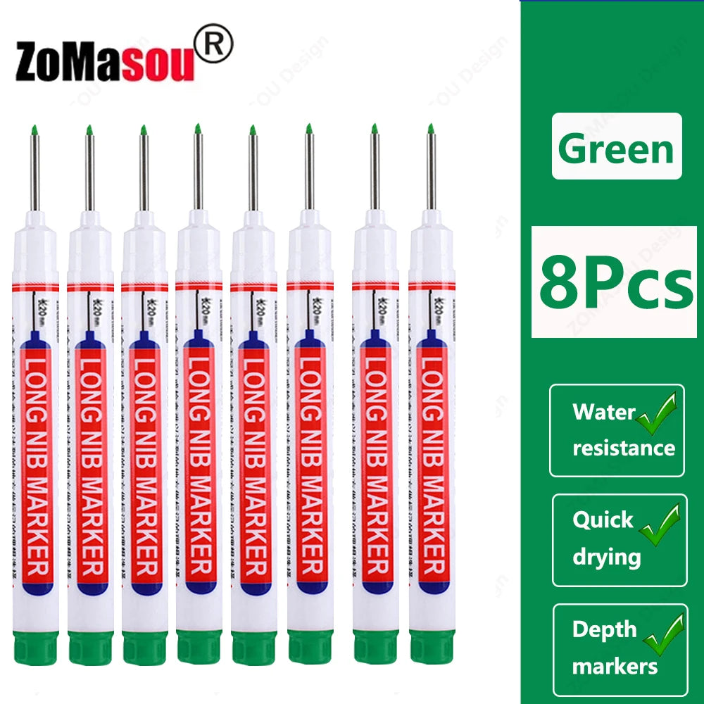 1-100Pcs 2cm Waterproof Long Head Markers Deep Hole Marker Pen for Metal Carpenter Red/Black/Blue/Green Ink Woodworking Tools - ZOOMNSTORE