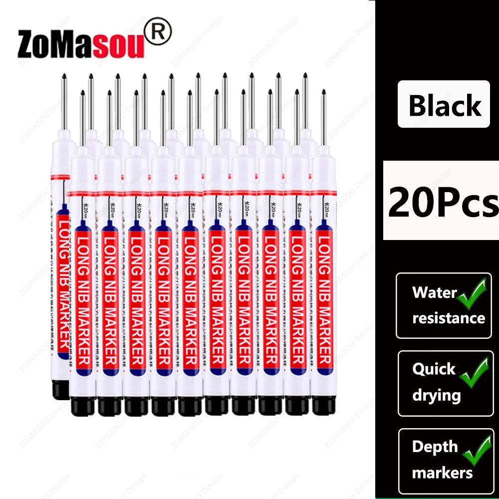 1-100Pcs 2cm Waterproof Long Head Markers Deep Hole Marker Pen for Metal Carpenter Red/Black/Blue/Green Ink Woodworking Tools - ZOOMNSTORE