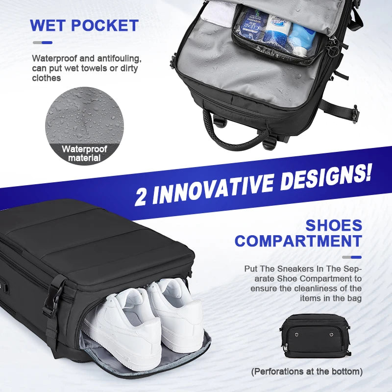 Waterproof Travel Backpack for Men - Airline Approved Anti-Theft Laptop Hiking Bag - ZOOMNSTORE