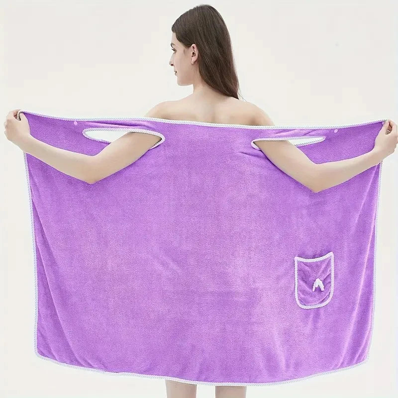 Wearable Bath Towel, Bowknot Coral Velvet Bath Skirt For Adults, Water Absorption, Quick Drying, Bath Towel, No Hair Loss, Bath - ZOOMNSTORE