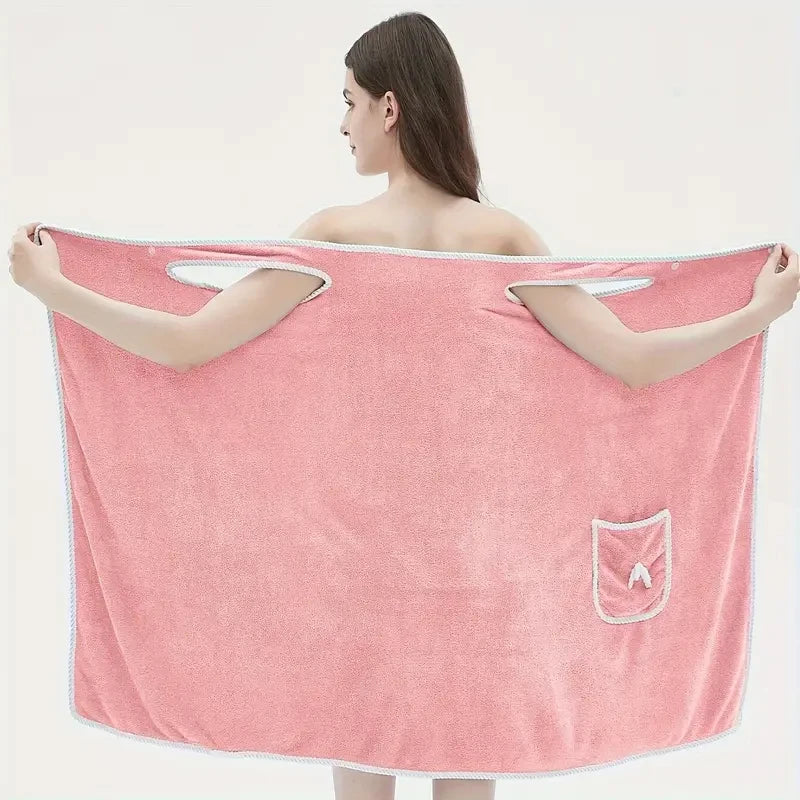 Wearable Bath Towel, Bowknot Coral Velvet Bath Skirt For Adults, Water Absorption, Quick Drying, Bath Towel, No Hair Loss, Bath - ZOOMNSTORE
