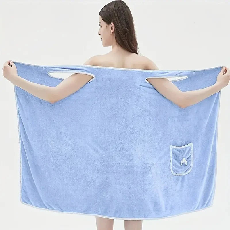 Wearable Bath Towel, Bowknot Coral Velvet Bath Skirt For Adults, Water Absorption, Quick Drying, Bath Towel, No Hair Loss, Bath - ZOOMNSTORE