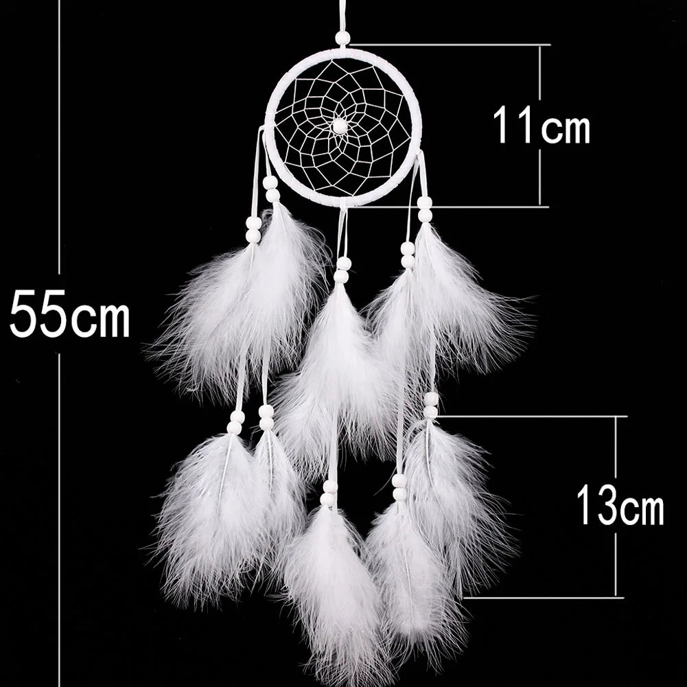 White Feather Dream Catcher Wind Chimes - Handmade Wall Hanging Decor - ZOOMNSTORE