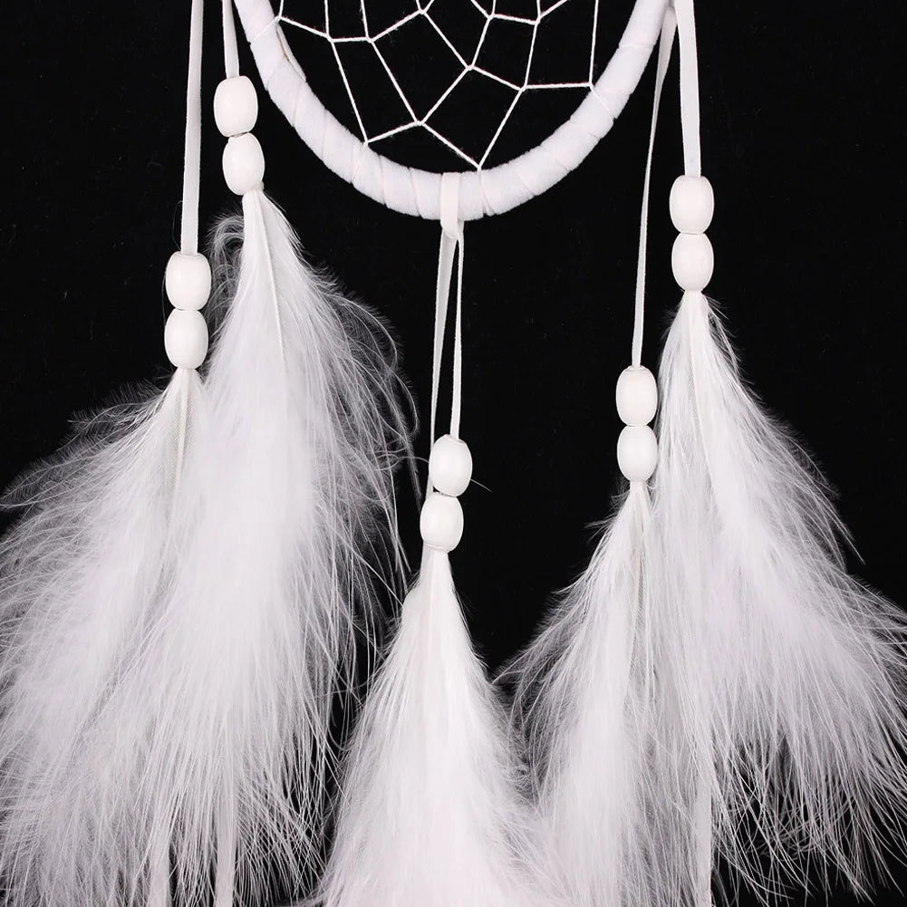 White Feather Dream Catcher Wind Chimes - Handmade Wall Hanging Decor - ZOOMNSTORE